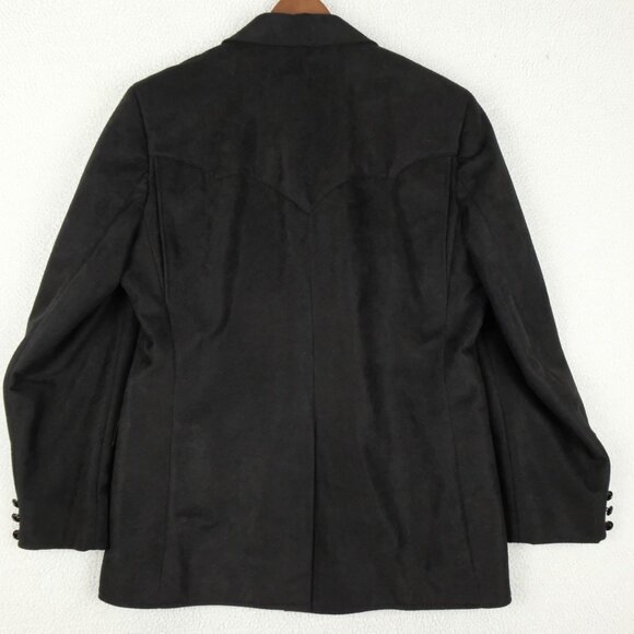 Pioneer Wear Blazer Mens 42R Black Felt Western Two Button Vented Made In USA - Picture 5 of 15